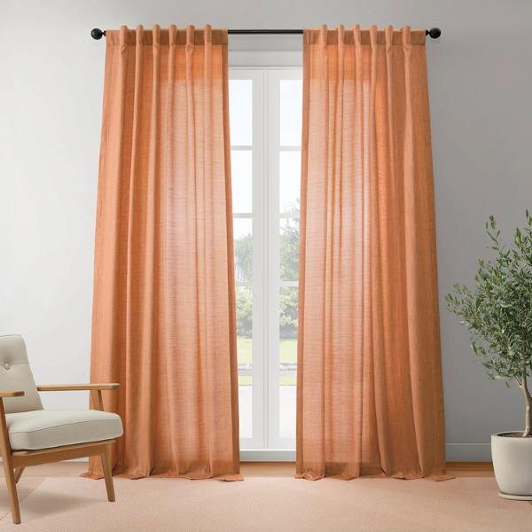 Orange Rustic Linen Curtain
