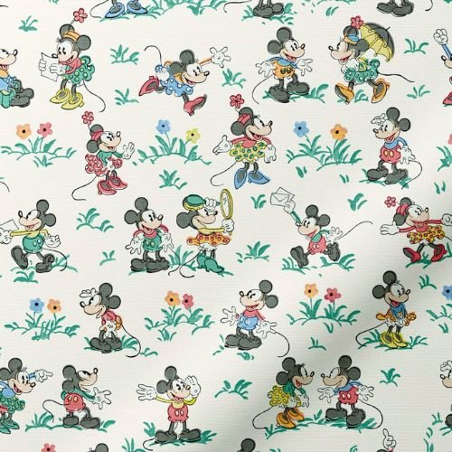 Mickey & Minnie Natural Curtains