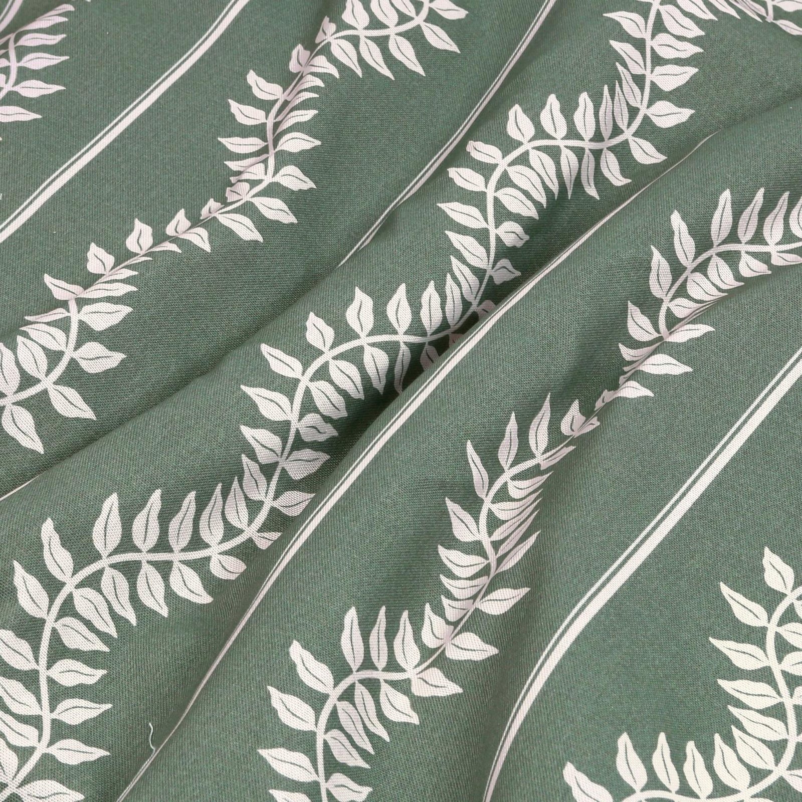 Laurel Leaf Stripe Grey Green Curtain