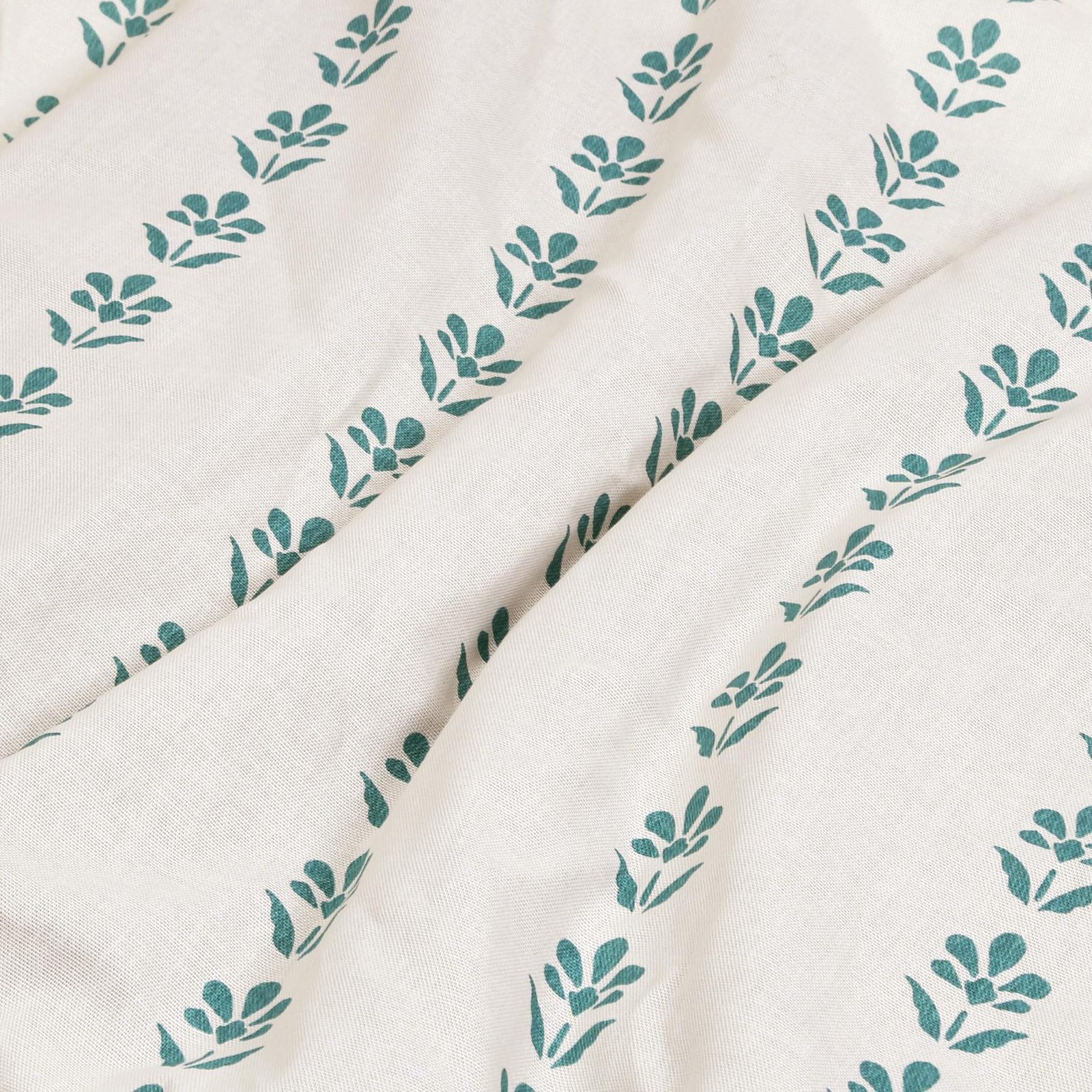 Petal Stripe Teal Curtain