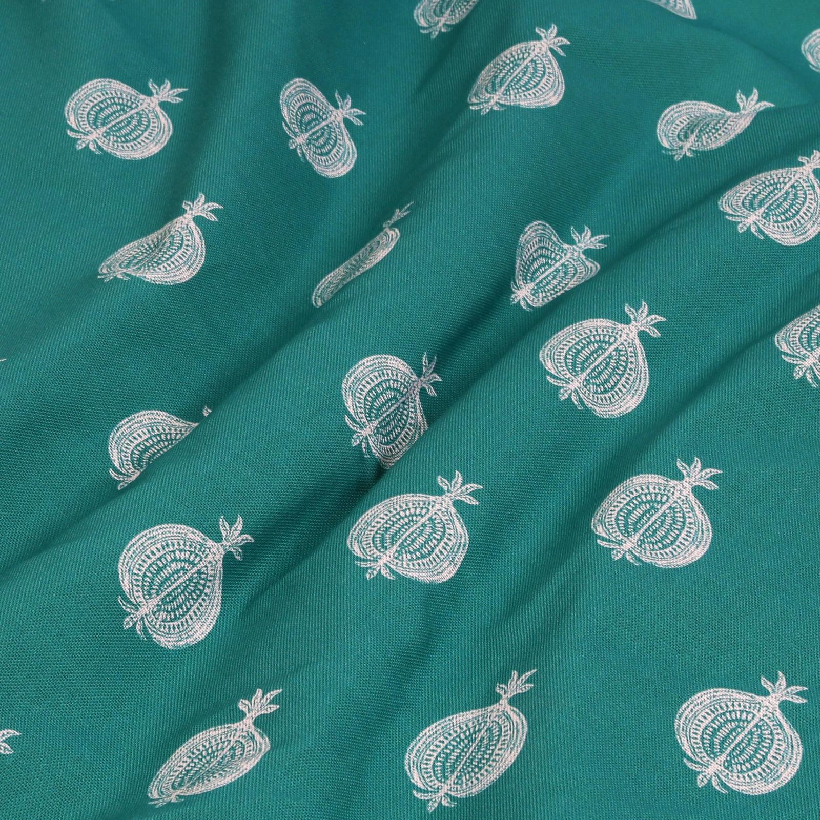 Pomegranate Motif Teal Curtain