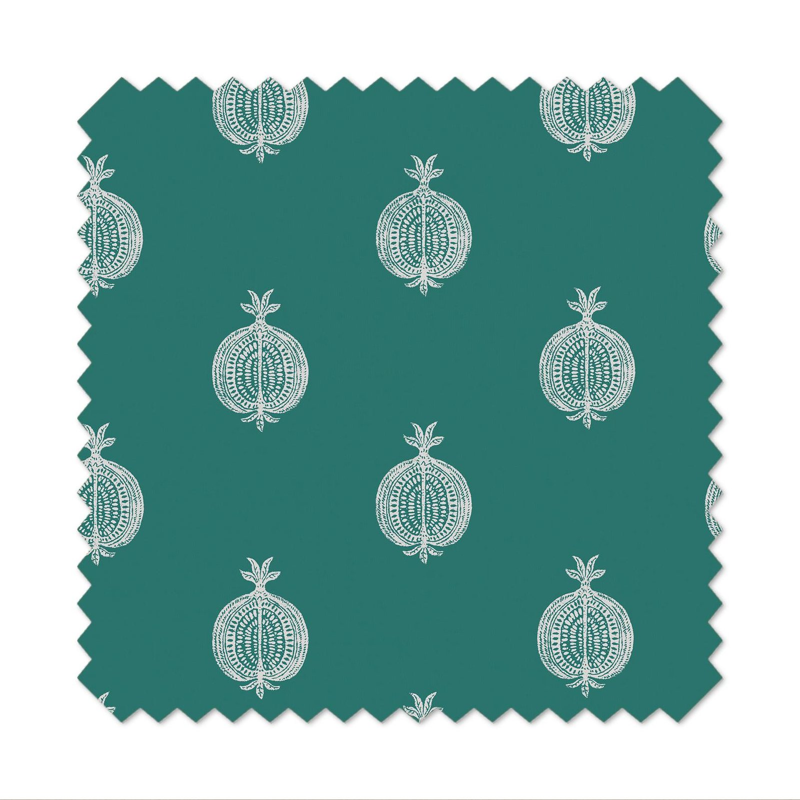 Pomegranate Motif Teal Curtain